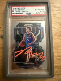 Josh Giddey Panini Prizm RC Auto PSA/DNA Certified