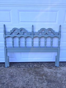 Painted Wood Headboard with Spindle Detail