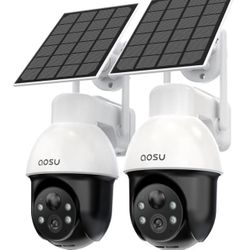 aosu 3K/5MP Solar Security Cameras System Wireless Outdoor, Battery Powered WiFi Camera for Home Security, Panoramic PTZ, Auto Tracking, Human/Vehicle