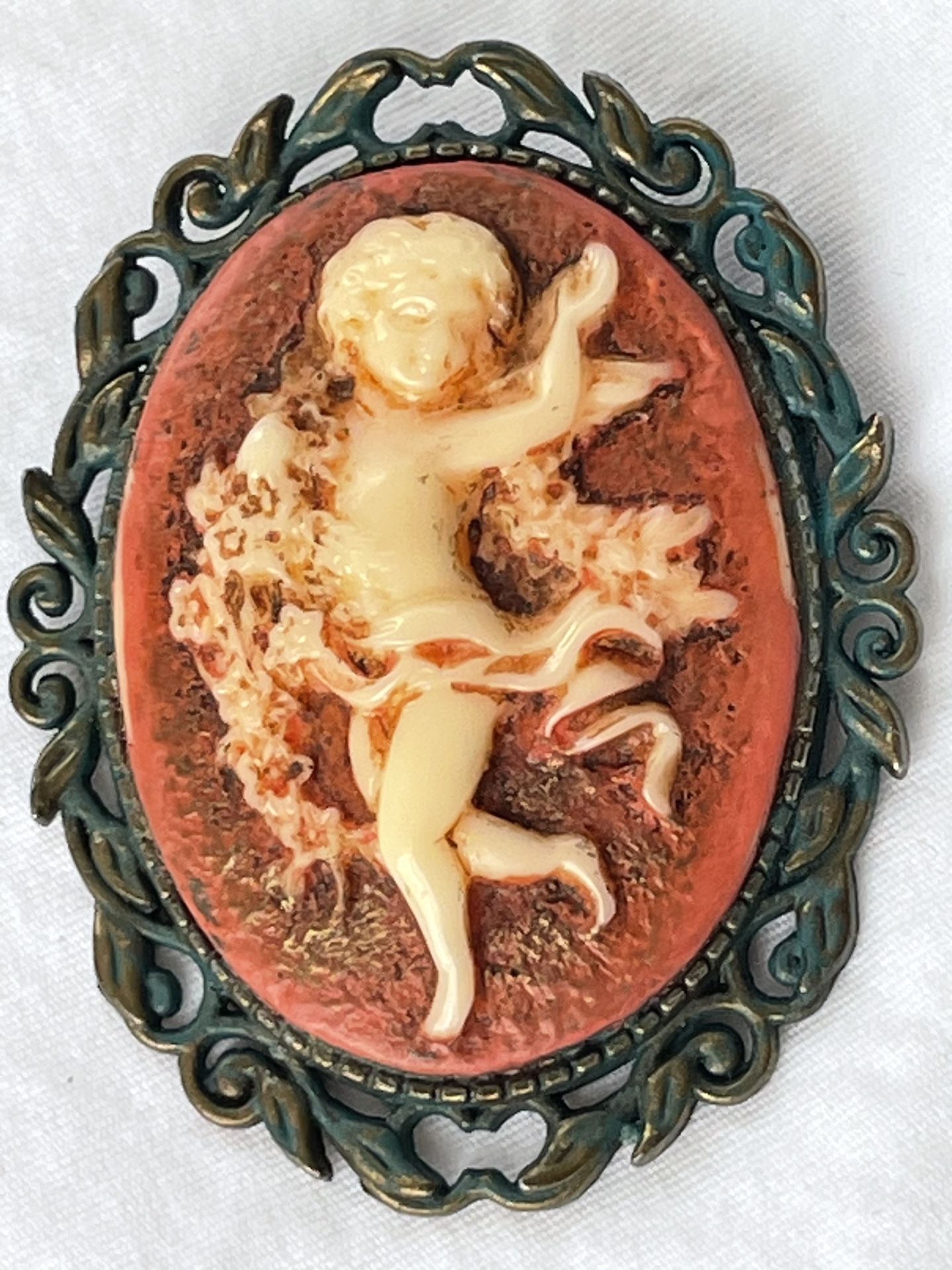 Cameo Brooch Vintage Style pin angel child