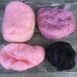 Assorted Lot Pink Mauve Purple Mohair Blend Yarn