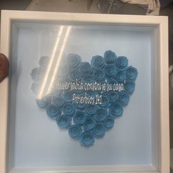 Heart Shaped  Baby Blue Roses Frame