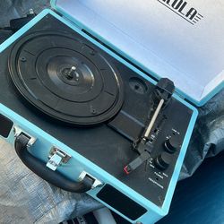 Blue Victrola Record Player 