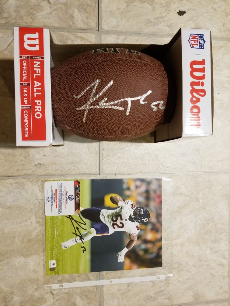Khalil Mack Signed Football and Picture