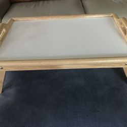 Wooden Foldable Bed TV Coffee Table Serving Tray Oak
