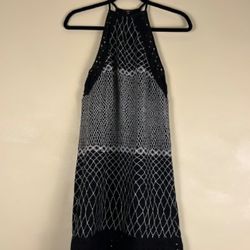 ZIMMERMANN Geometric Cutout Halter Mini Dress Size 0 Black White Geometric