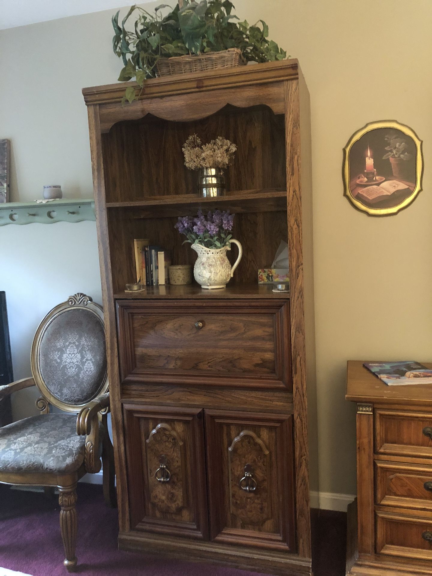 Wood Cabinet With Desk