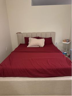 Queen Nora Cooling Gel Memory Foam Mattress + Delmar Upholstered Bed Frame