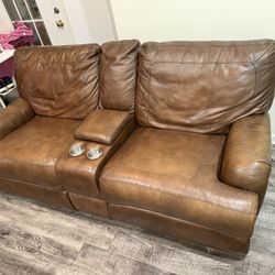 Real Brown Leather Sofas 