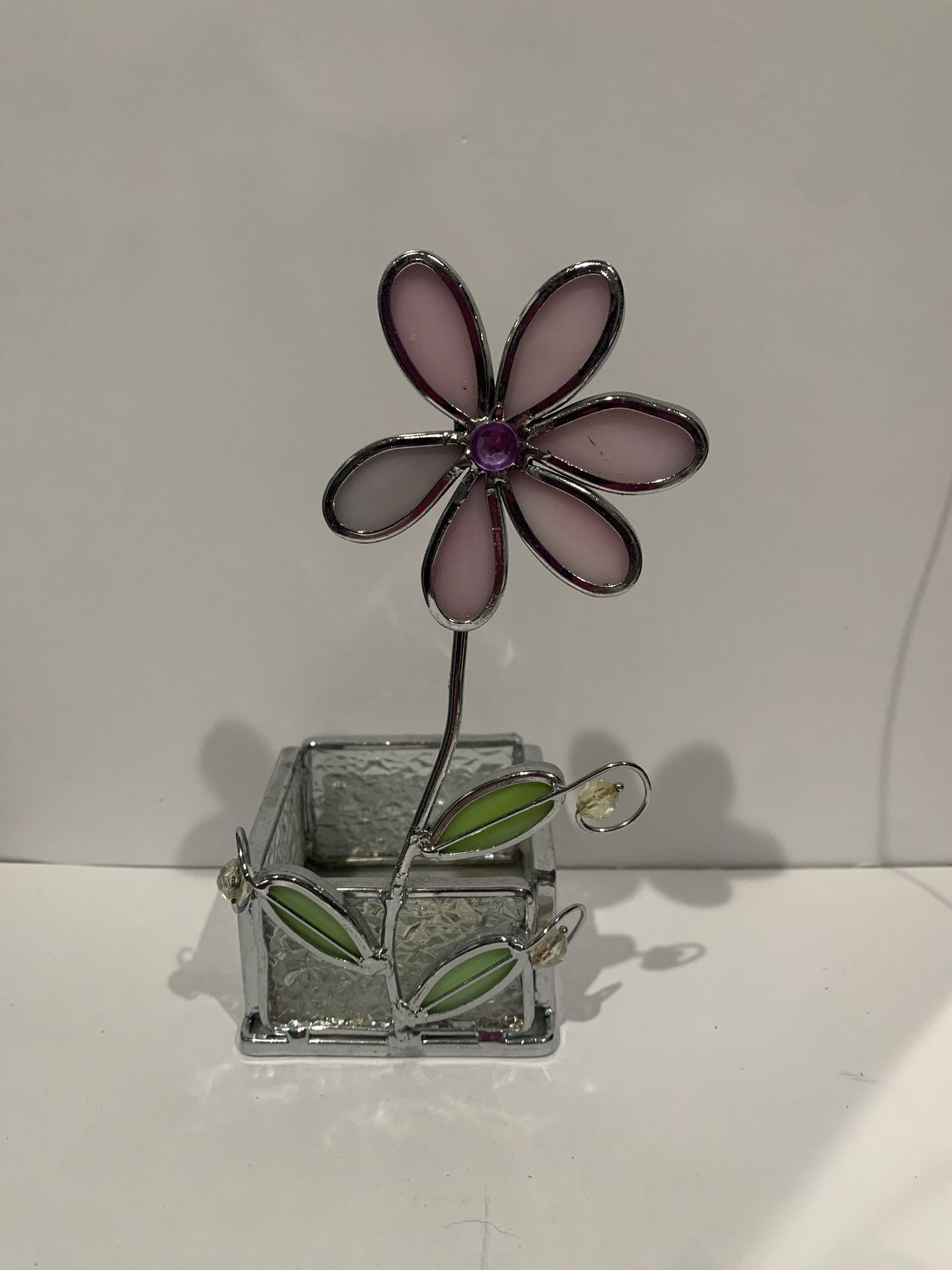 Stained Glass Daisy Tea Light Holder 