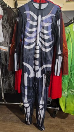 Mens fortnite skull trooper jumpsuit Halloween costume 