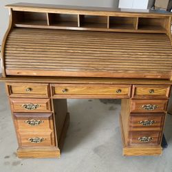 Solid Oak Secretary Desk 