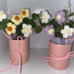 Handmade Crochet Flower Bouquets With Bag !