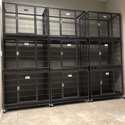 Set Of New 37” Stackable Dog Cages 