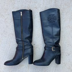Tory Burch Blaire Heel Tall Leather Riding Boot Size 8