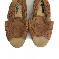Cobbie Cuddles Women's Brown Leather Ultra Massage Wedges Sandals Shoes SZ 11W