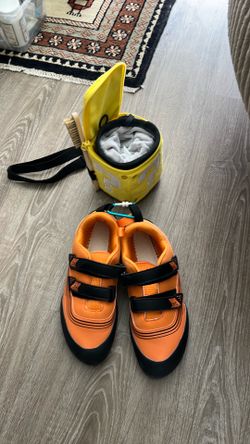 Size 9 Women / 7 Men Climbing Shoes and Chalk Holder