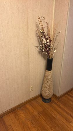Wooden vase with artificial flower