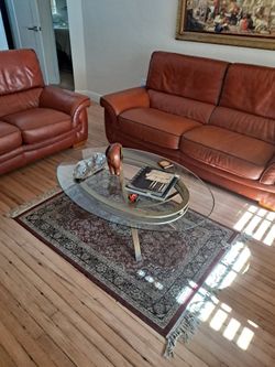 Glass coffee table.