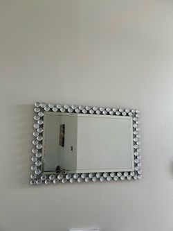 Rectangular Wall Mirror with Crystal Gem Frame