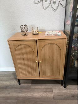 Modern Buffet Cabinet with Storage, 34" Tall Fluted Arched,Cabinet w/Adjustable Shelves, Wooden Modular Coffee Bar for Dining Room, Kitchen, Living Ro