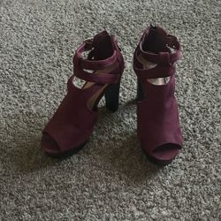 Burgundy Open Toe Bootie