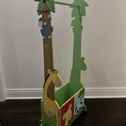 Colorful wooden freestanding kids clothing rack 