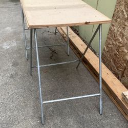 Versatile Folding Metal Table With Wood Top