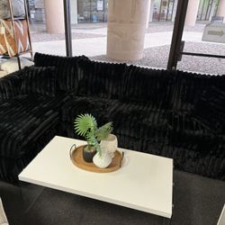 Black Corduroy Sectional With Chaise 