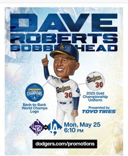 Los Angeles Dodgers Tickets - Dave Roberts Bobblehead Giveaway