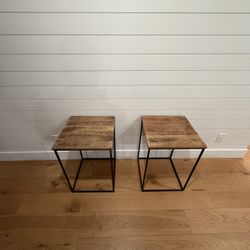 Modern Industrial Side Tables – Solid Wood & Metal (Set of 2) (OBO)