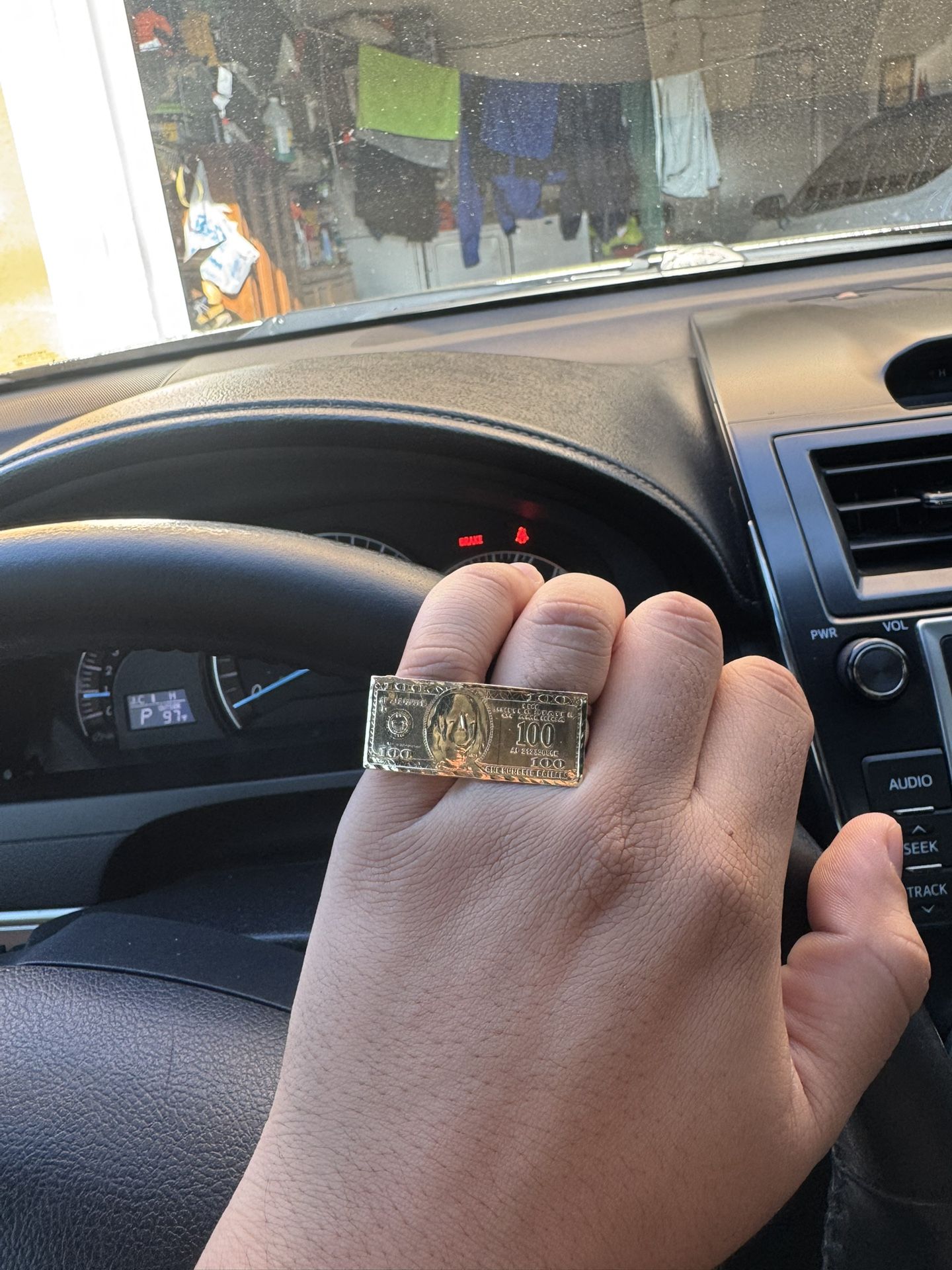 10k Solid Gold $100 Bill Double Finger Ring