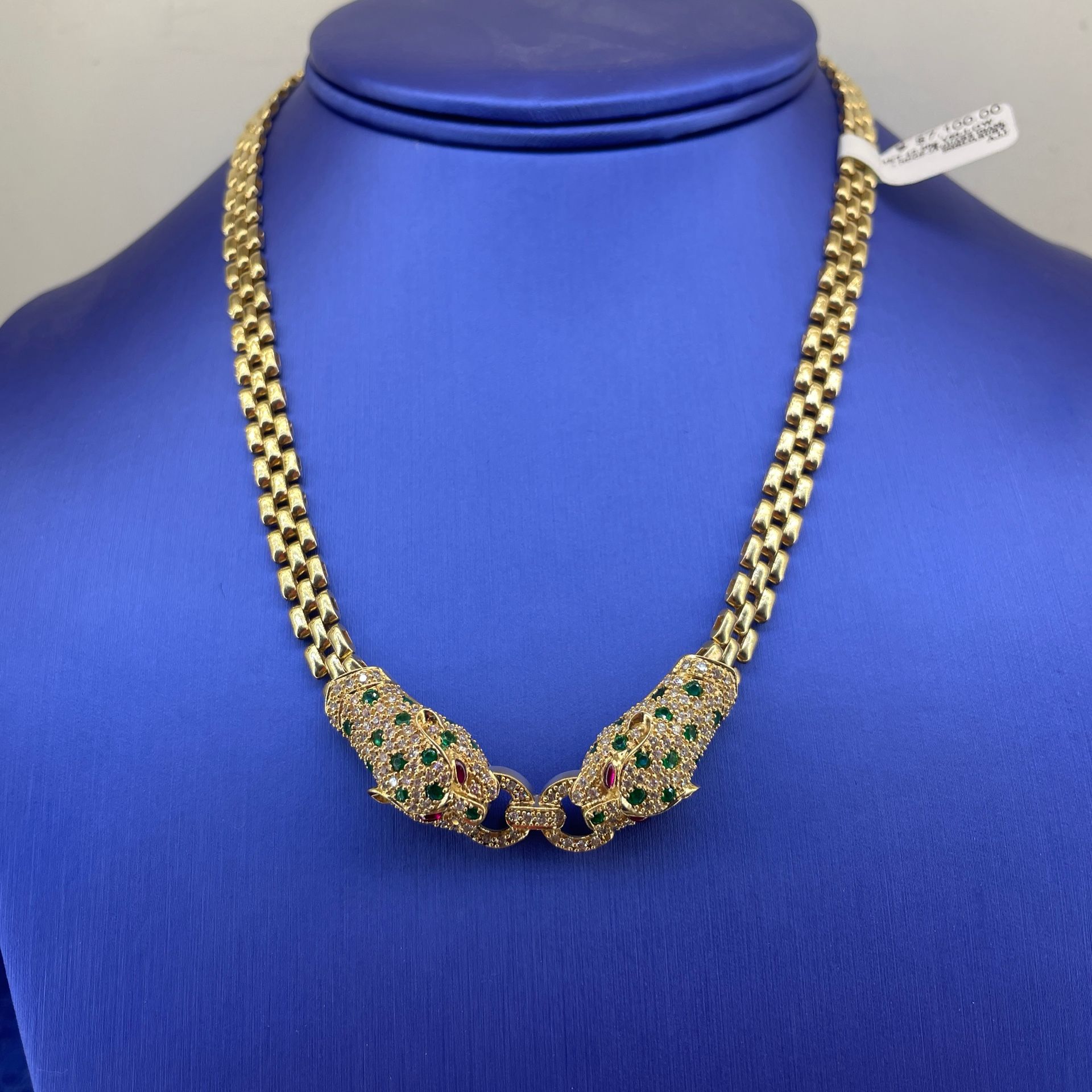 14Kt Yellow Gold 16” Jaguars Diamond Necklace 42.50g 184911/11