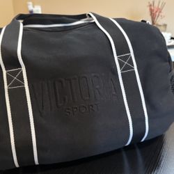 Victoria’s Secret Sport Black Duffel Gym Bag – 16” x 10” x 9” – Lightweight & Durable 