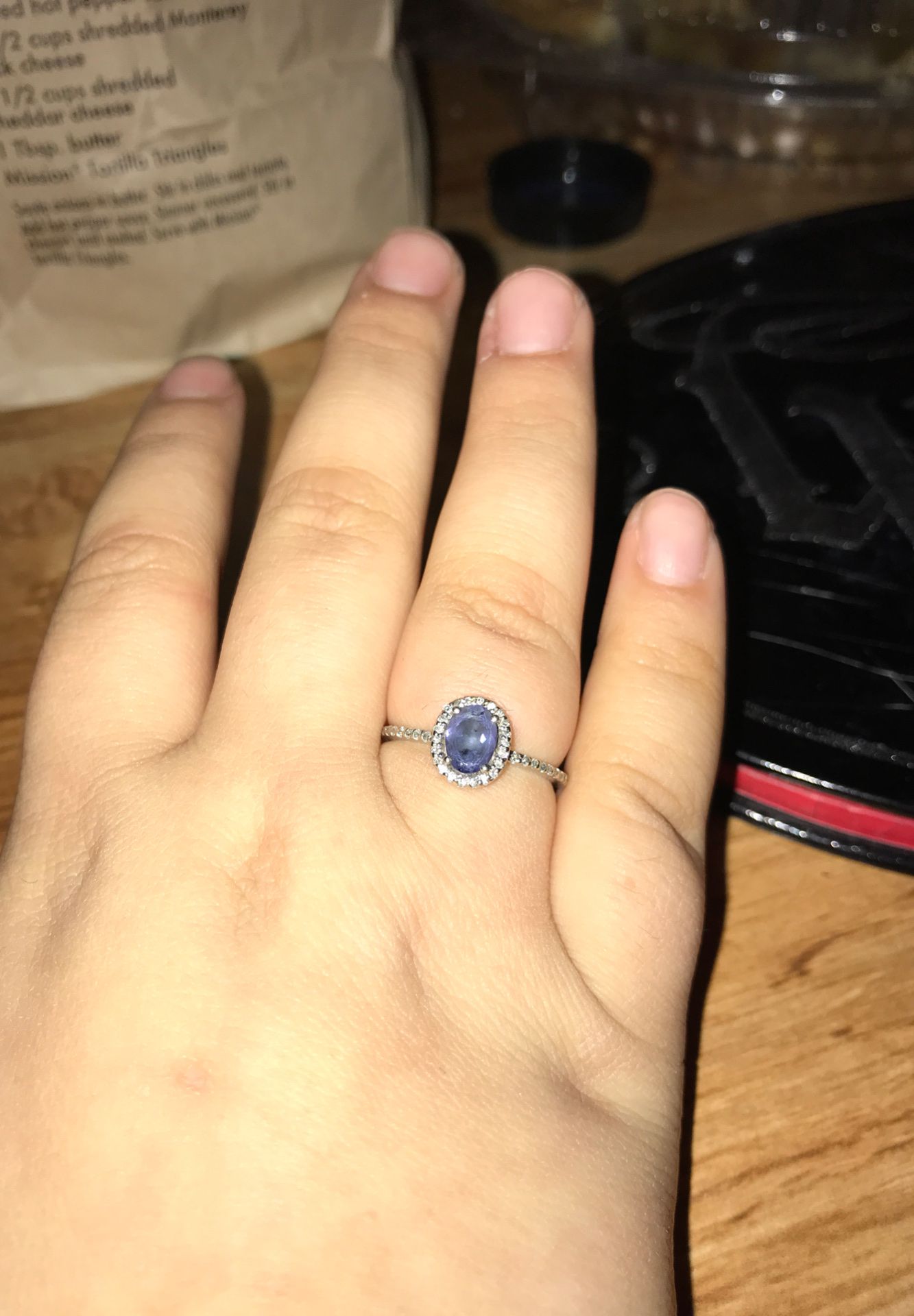 Purple amethyst real diamond ring