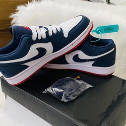 Nike Air Jordan 1 Low White Navy Red Men’s Sneakers – Classic Retro Style – Size 8]
