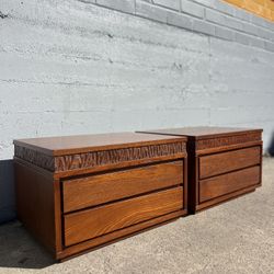 Vintage Mid-Century Modern Nightstand and Mirror Set