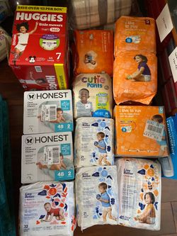 Brand new size 3,5,6, and 7 diapers and pull ups-$25 for boxes. $10 for bags. Or all for $200. Higley and ray.