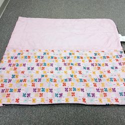 Girls Pink Butterfly Print Sleeping Bag with backpack