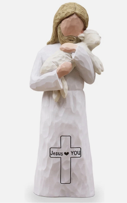 Jesus Embracing the Lamb Figurine Baptism & First Communion & Confirmation Gift