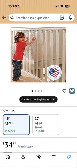 NEW Kid Kusion Banister Guard - Clear - 15ft