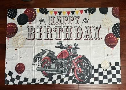 Happy Birthday Motorcycle Banner 67x46 inches just $8 xox