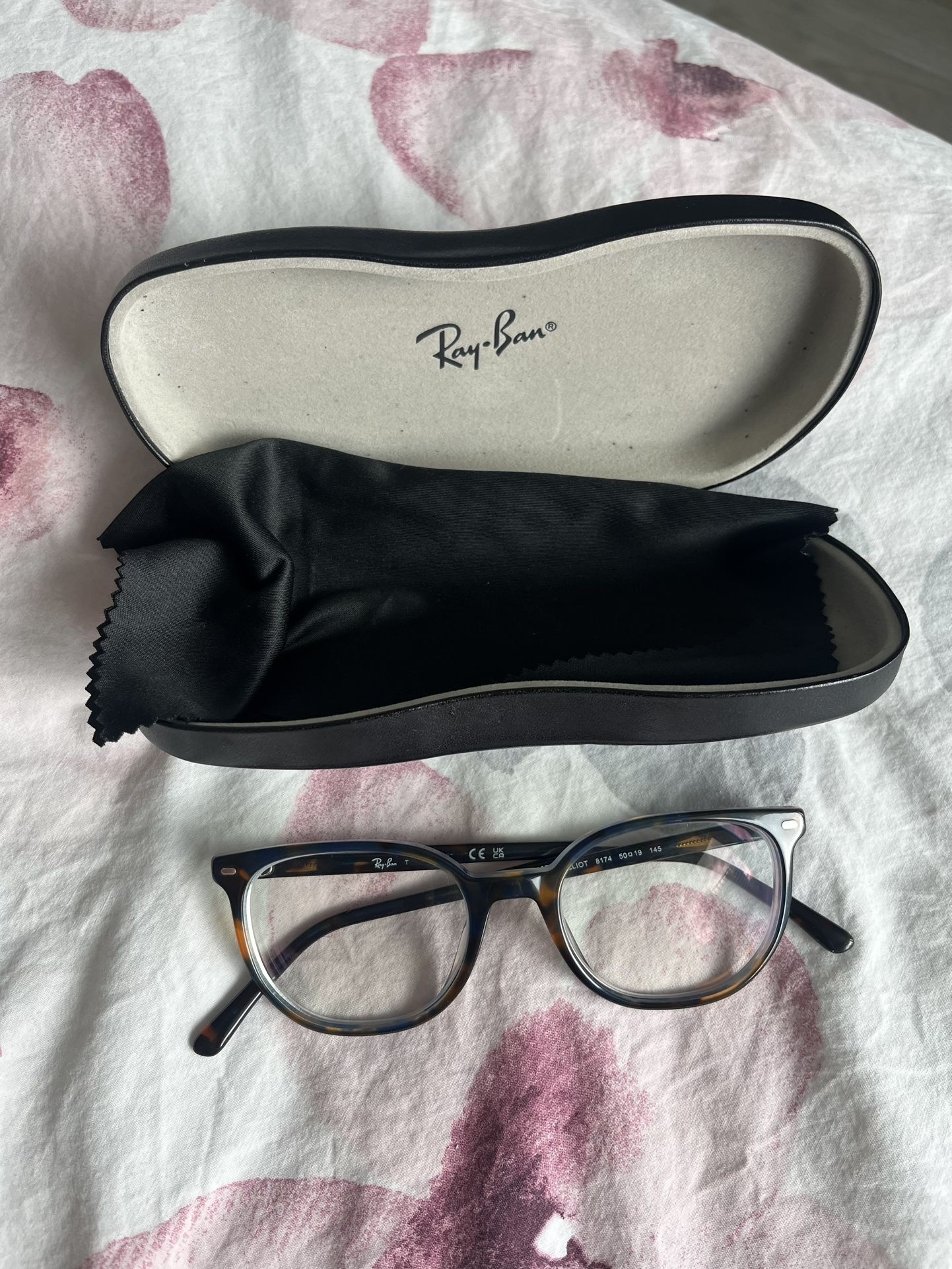 Ray-Ban Elliot RX5(contact info removed) yellow and Havana blue acetate glasses With Case
