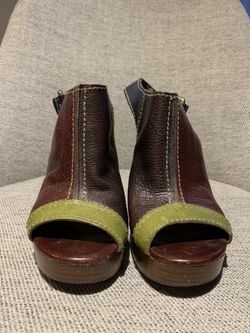 Womens Size 6 Lucky Brand Multi Color Leather Platform Sandal Heel
