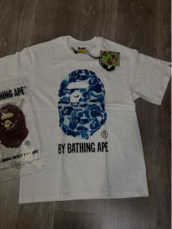 White Bape Tee with Baby Blue Ape