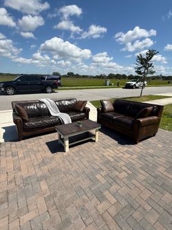 Leather Couch set with pull out bed - Delivery Available