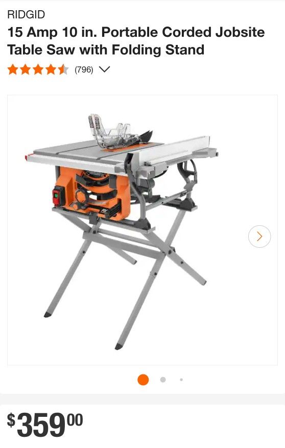 15 Amp 10 in. Portable Corded Jobsite Table Saw with Folding Stand