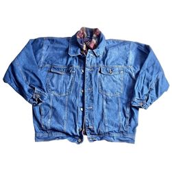 Vintage Santa Fe Outback Denim Jacket Men XL Lined Heavy Native Southwest