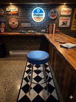 Vintage CHRYSLER MOPAR Swivel Bar Stool - Garage / Man Cave Petroliana (OBO)
