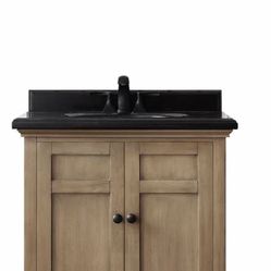 Chartwell 28 in. W x 21 in. D Bath Vanity in Almond Toffee with Granite Vanity Top in Black with White Basin